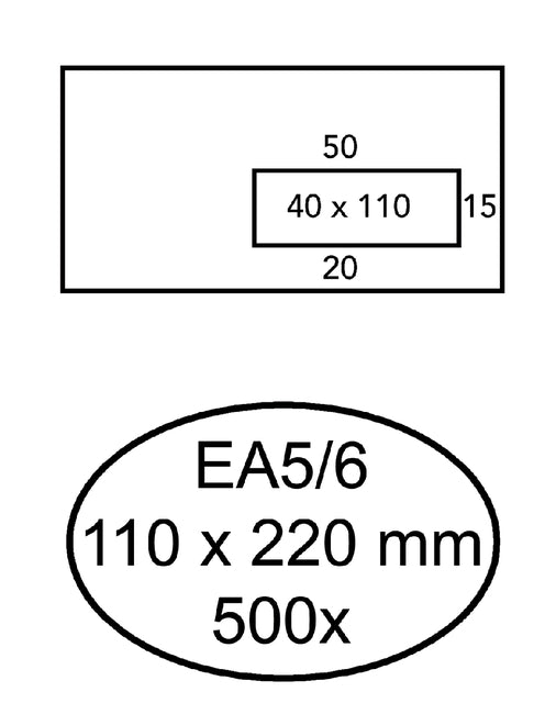 Hermes - Einhülle EA5/6 110x220mm Fenster 4x11Rechts Self -Kl 500