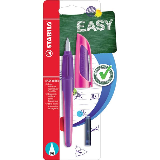 Stabilo - Fountain Pen Easybuddy rechts - Handle Purple/Magenta Blase