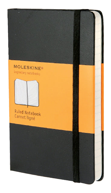 Moleskine - notitieboek, ft 9 x 14 cm, gelijnd, harde cover, 192 bladzijden, zwart