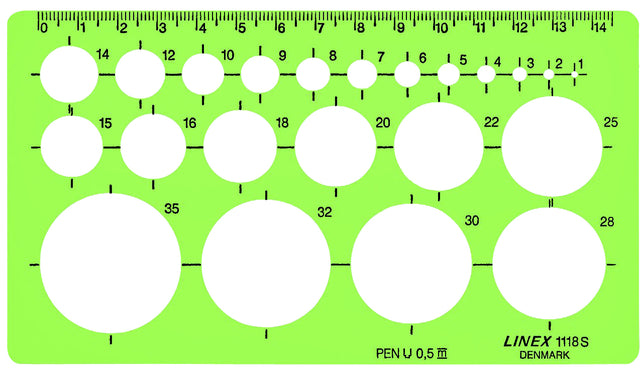 LINEX - Modèle 1118S 22 cercles 1-35 mm avec pieds d'encre