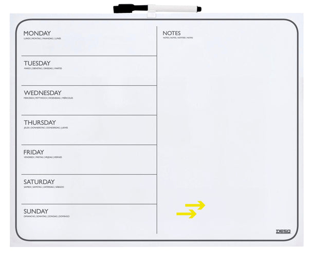 DESQ - Magnetic Memoboard und Weekly Planner, ft 40 x 50 cm