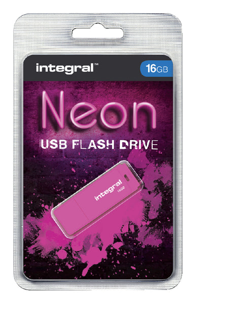 Integral - Neon USB 2.0 stick, 16 GB, roze