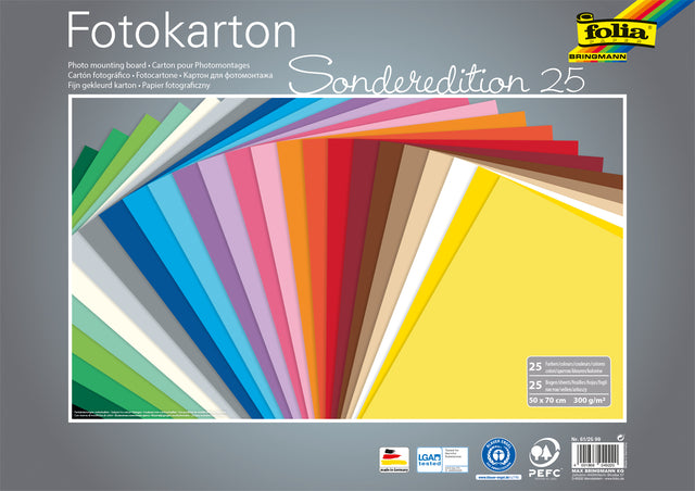 Folia Paper - Fotokarton Folia 2 - 50 x 70 cm 300gr 25vvvel assorti