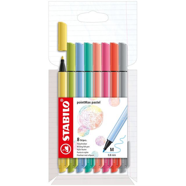 STABILO - Viltstift pointmax 488/8 m pastel 8st ass