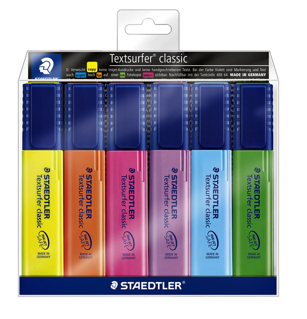 Staedtler - Markeerstift Textsurfer Classic etui van 6 stuks: geel, oranje, roze, paars, blauw en groen