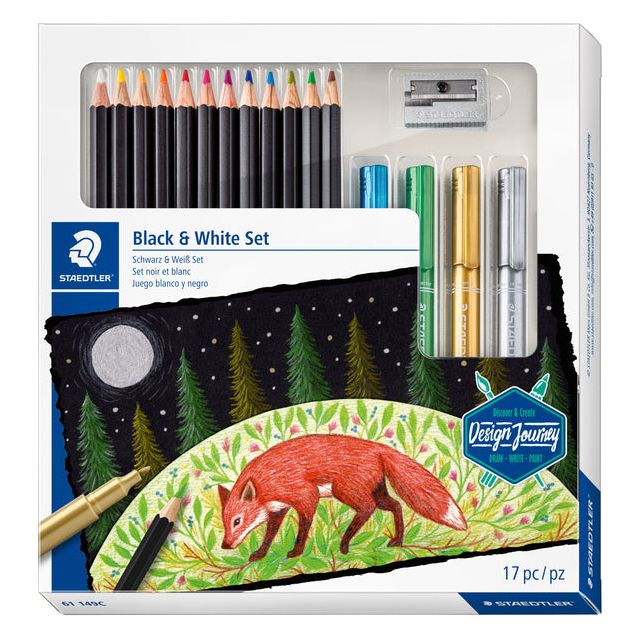 Staedtler - schwarzes weißes Set, Set von 17 Teilen