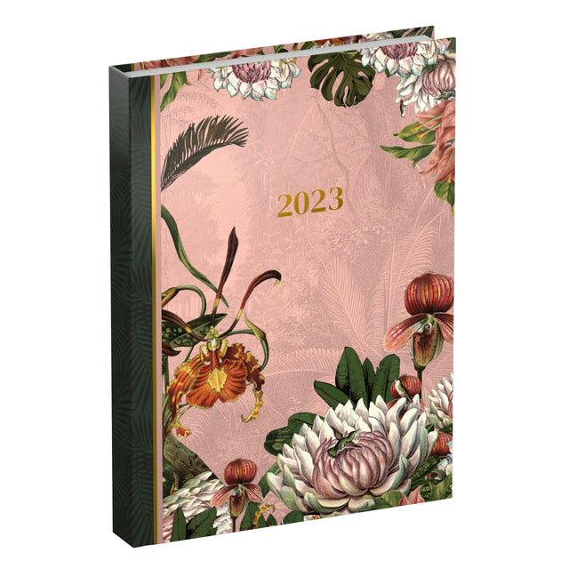 Agenda 2023 90x130 Tasche 7 Tage/2 Seiten Botanische Pink