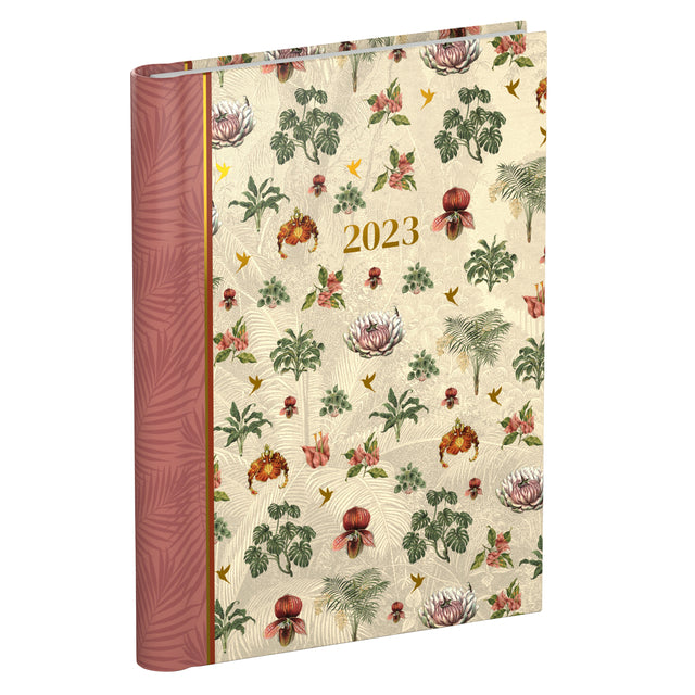 Agenda 2023 120x160 Wire-O Botanic 7 Tage/2 Seiten Beige All-Over