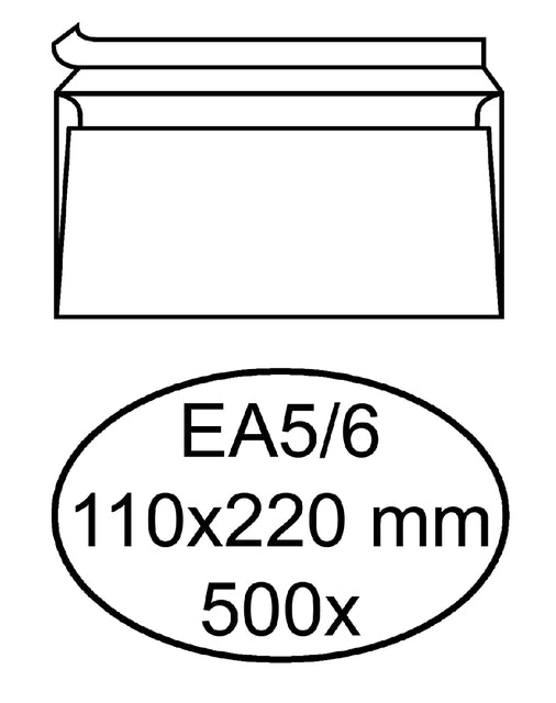 Quantore - Banque enveloppe EA5 / 6 110x220mm-Adhesive White 500st.