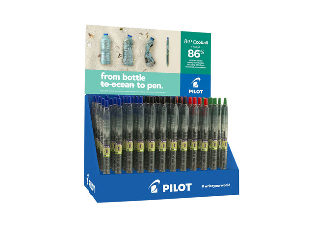 Pilote - Ballpen B2P EcoBall Bekgeen Assorti Medium | 60 pièces