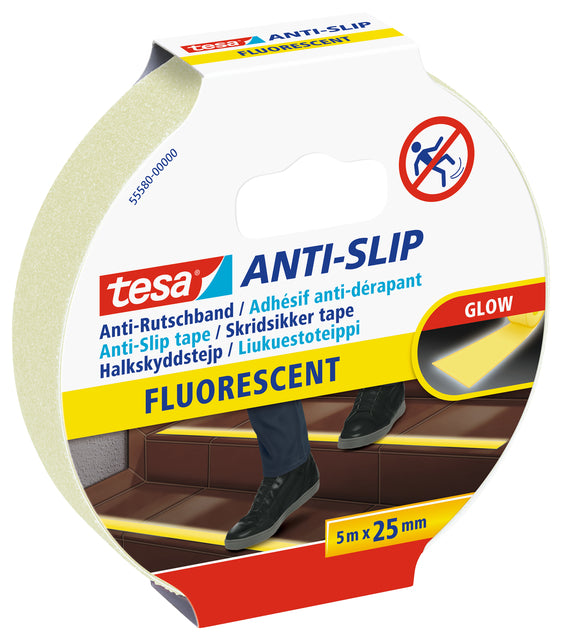 Tesa - Anti-slip e 5mx25mm fluoriserend | 6 stuks