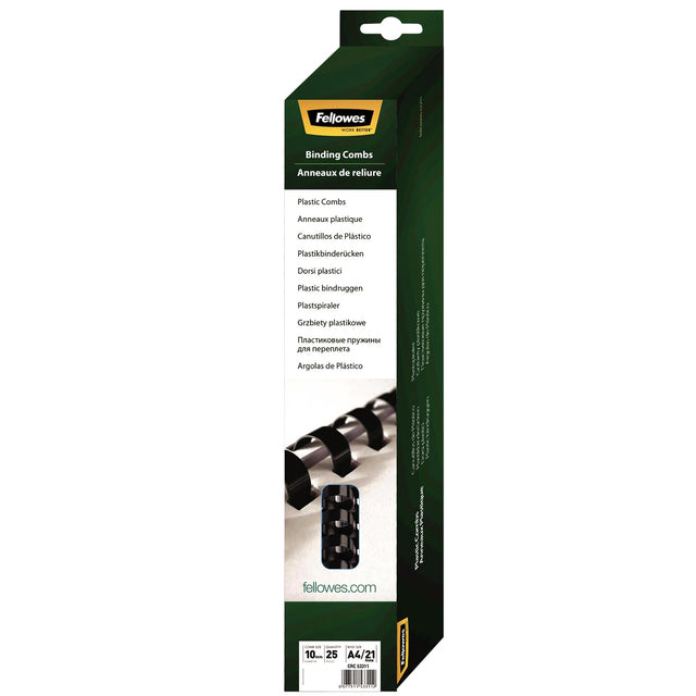 Fellowes - Binding Rids, Pack von 25 Teilen, 10 mm, schwarz