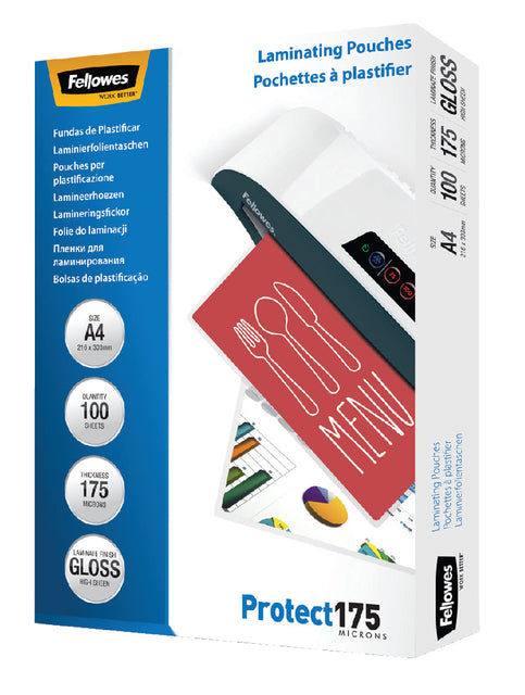 Fellowes - lamineerhoes Protect175 ft A4, 350 micron (2 x 175 micron), pak van 100 stuks