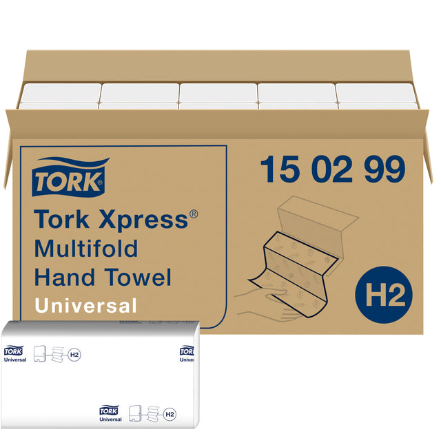 Tork - serviette en papier xpress Basic H2 Multifold Universal 2-Player blanc 150299