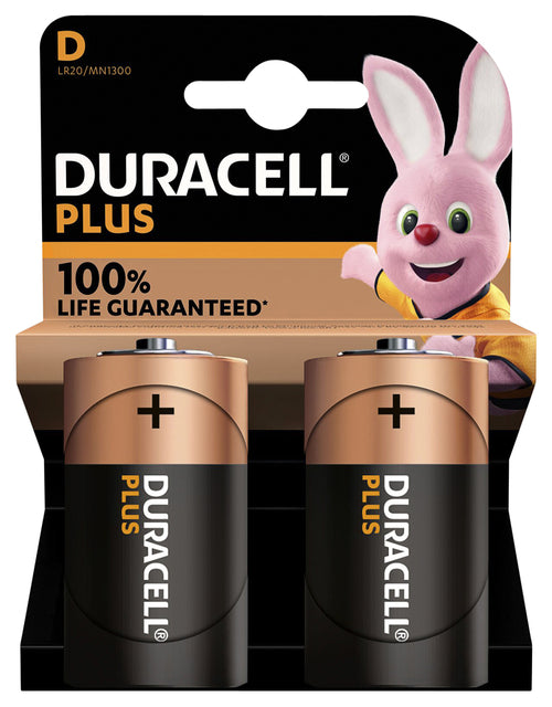 Duracell - batterij Plus 100% D, blister van 2 stuks