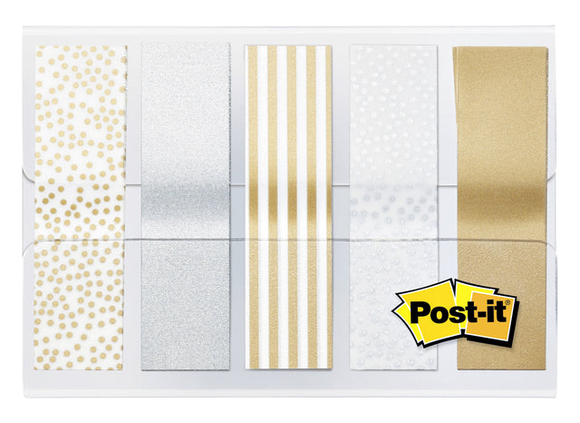 Post -it - Indextabs 684 12mmx43mm motif métallique or argent | 24 pièces