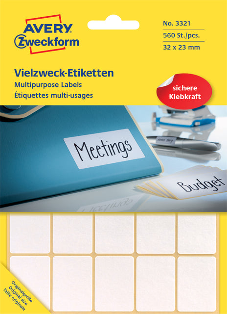 Avery Zweckform - Zweckform 3321 mini etiketten ft 32 x 23 mm (b x h), 560 etiketten, wit