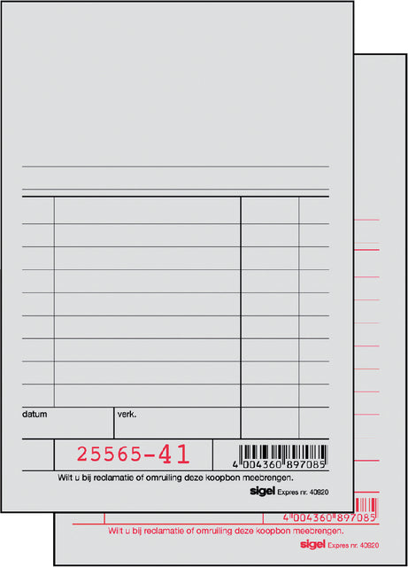 Sigel - Kassablok expres si-40920 150x100mm 50x2vel | 10 stuks