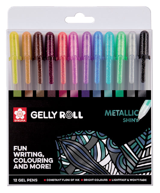 Sakura - Roller Gelly Roll Metallic, 12 poches en couleurs assorties