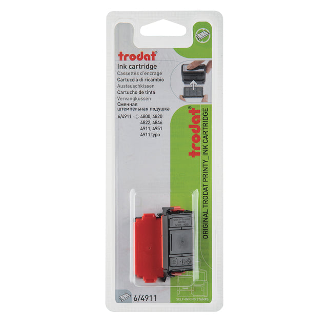 Trodat - vervangkussen rood, voor stempel 4911/4820/4822/4846, blister met 2 stuks