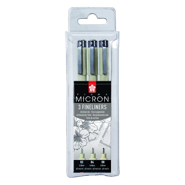 Sakura - Fineliner Pigma Micron Blister 3 pièces noir | 6 pièces