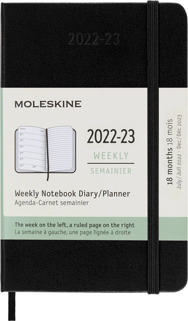 Moleskine - Agenda Notebook 2022-2023 MSK Pocket HC ZW | 1 Stück | 18 Stücke