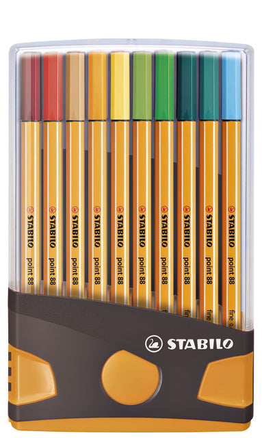 Stabilo - Fineliner Point 88 Color Parade Anthracite / Orange Case de 20 couleurs | 10 pièces