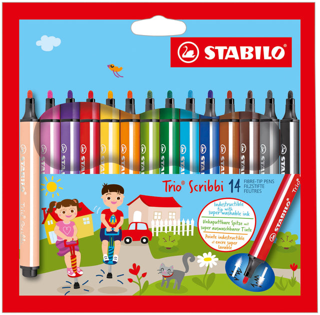 STABILO - Viltstift trio scribbi 368/14 14st assorti