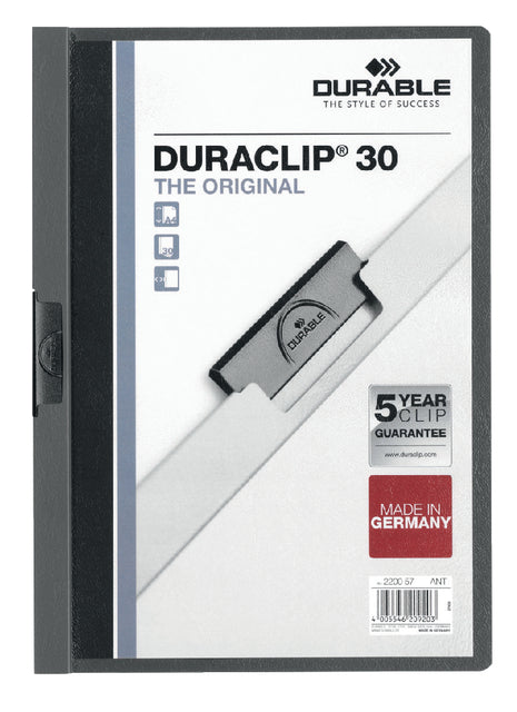 Durable - Klemmap durable 2200 a4 pl/tr 3mm antraciet/grijs