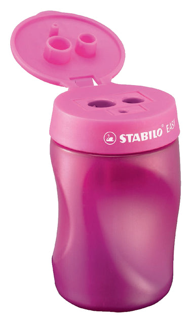 STABILO - EASYener potloodslijper, 2 gaten, voor linkshandigen, roze