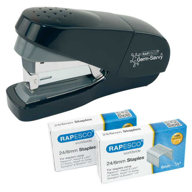 Vergewaltigungsco - Stapler Antibakterielles Flat Clinch 35vel 24/6 mm schwarz