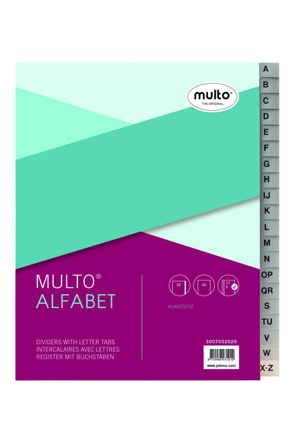 Multo - Tabs A5 17 -Hole Alphabet PP Gray | 10 Stücke