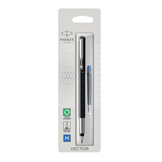 Parker - Fountain Pen Vector Black Medium