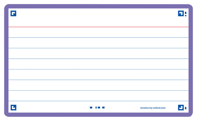 Oxford - Flashcard oxf 2.0 75x125mm 80vel 250gr lijn paars