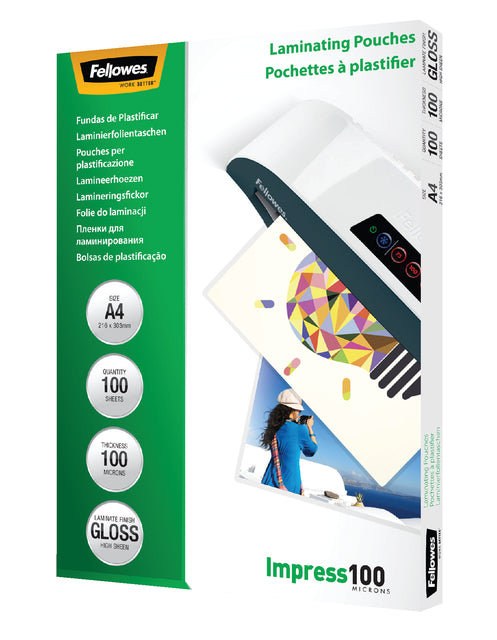 Fellowes - lamineerhoes Impress100 ft A4, 200 micron (2 x 100 micron), pak van 100 stuks