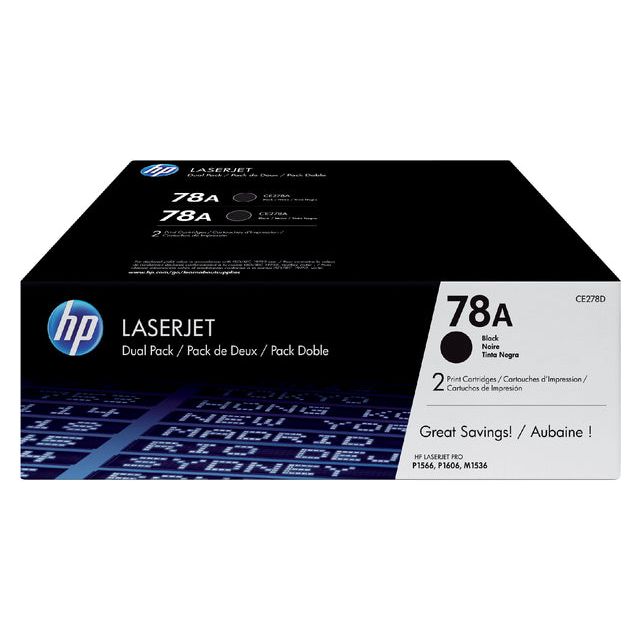 HP - toner 78A, 2 100 pagina's, OEM CE278AD, zwart, duopack