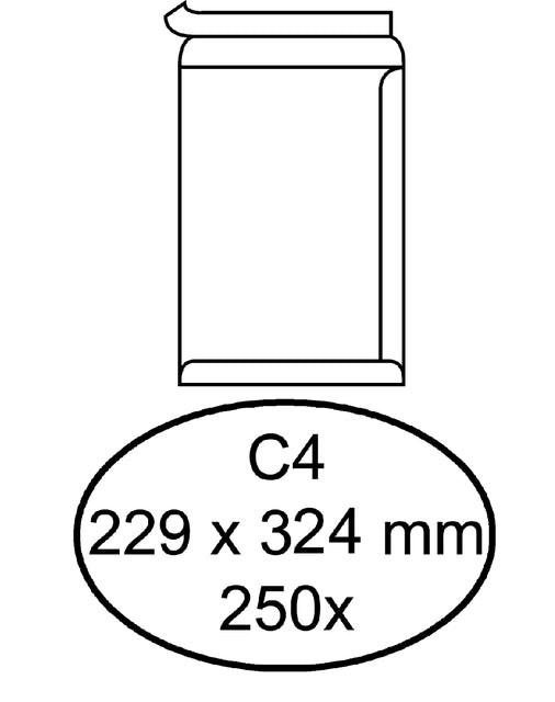 Hermes - Enveloppe Deed C4 229x324mm-Adhesive blanc 250 pièces