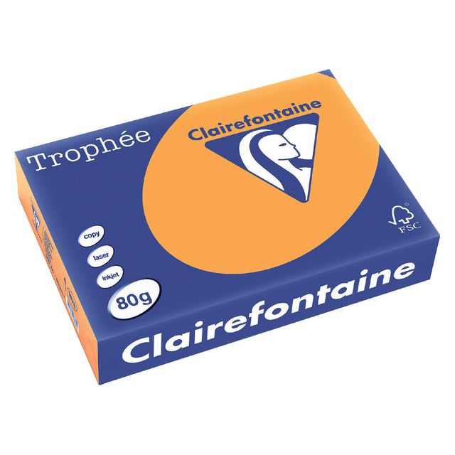 Trophee - Copier Paper A4 80gr Orange 500vel | Pak une feuille de 500 | 5 pièces