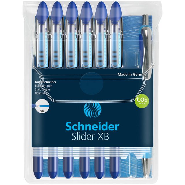 Schneider - Rollerpen Slider Basic XB Blue mit 1 Kugelschreiber Rave Free | Fall eines 7 -Stücks | 10 Stücke