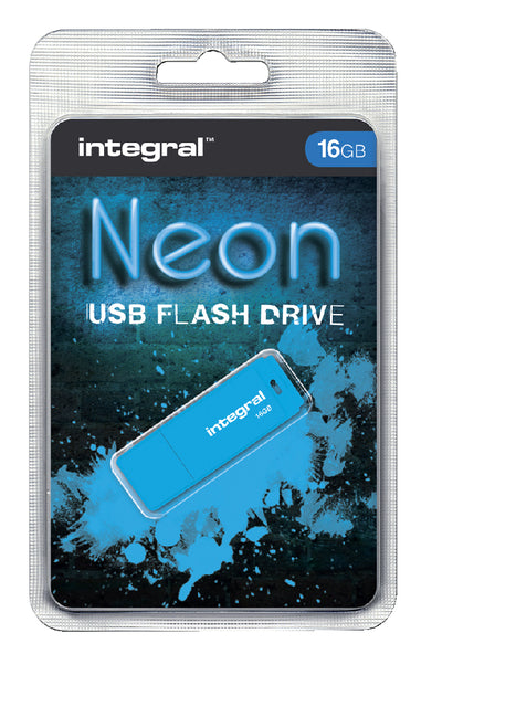 Integral - Stick USB 2.0 néon, 16 Go, bleu