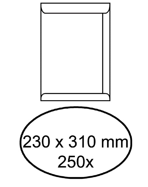 Izzy - Enveloppe acte 230x310mm auto-adhésif 100gr blanc 250 pièces