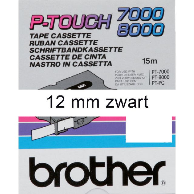 Brother - Labele  tx-231 12mmx8m wit/zwart | 10 stuks