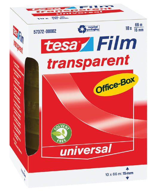 Tesa - Film transparent E, ft 15 mm x 66 m, Packung mit 10 Rollen