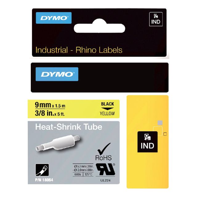 Dymo - Rhino Shrinkcous 9 mm, schwarz auf Gelb