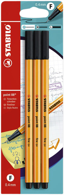 Stabilo - Fineliner Punkt 88 Blasen von 3 Teilen schwarz | 10 Stücke