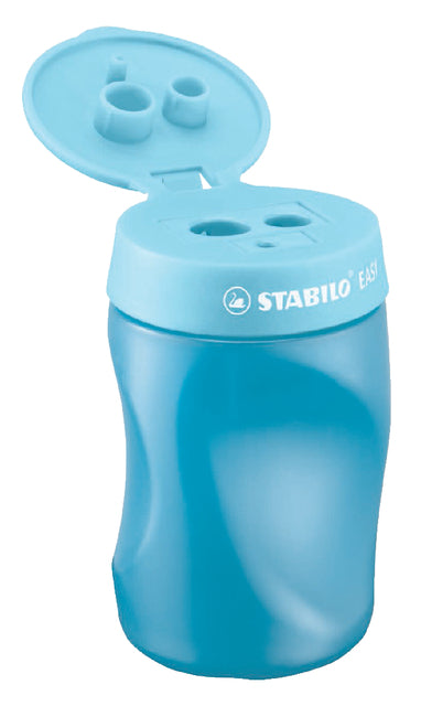 STABILO - EASYener potloodslijper, 2 gaten, voor linkshandigen, blauw