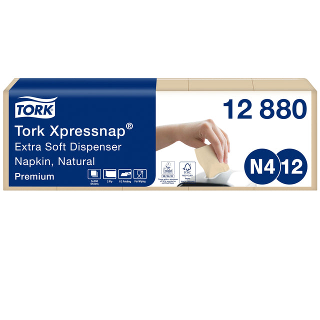 Tork - Servietten xpressnap® 1/2 Falt 2 -Layer 1000st Naturel 12880 | PAK A 1000 Blatt | 192 Stücke