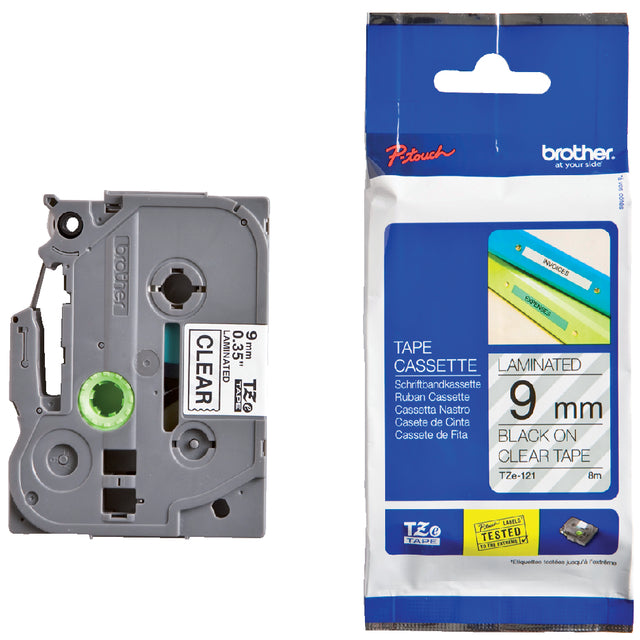 Brother - Labele  ptouch tze121 9mm transparant | 25 stuks