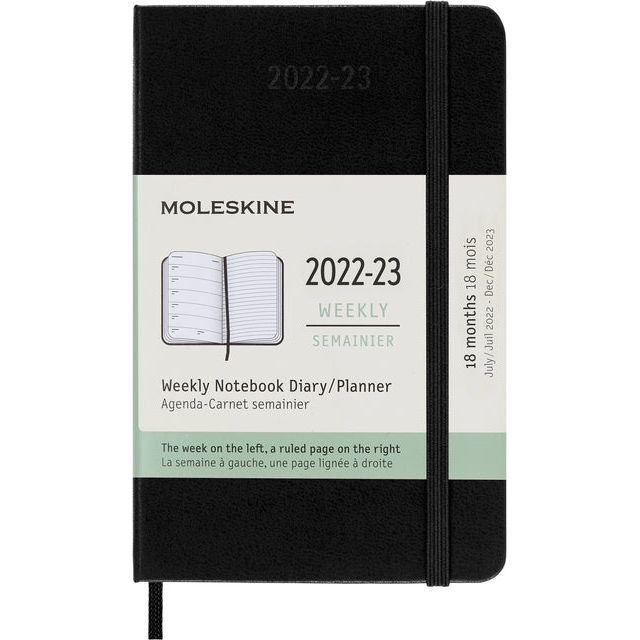 Moleskine - Agenda Notebook 2022-2023 MSK Pocket HC ZW | 1 pièce | 18 pièces