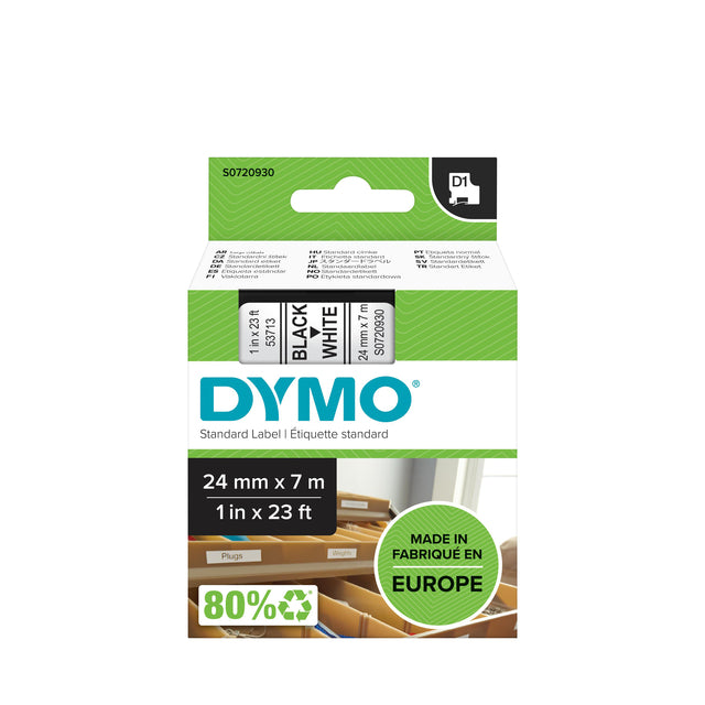 DYMO - LABELE 53713 D1 720930 24 mmx7m Schwarz und Weiß | 5 Stücke